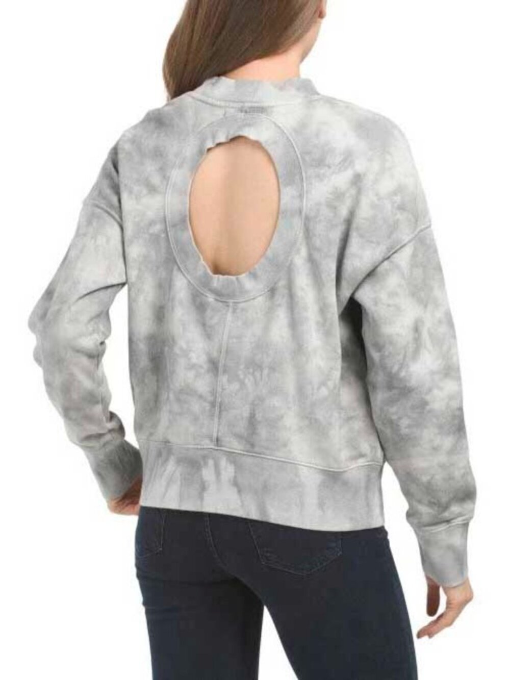 HUDSON Women's Sweatshirt with Cut Out Back Detail Gray Tie Dye Oversized XS